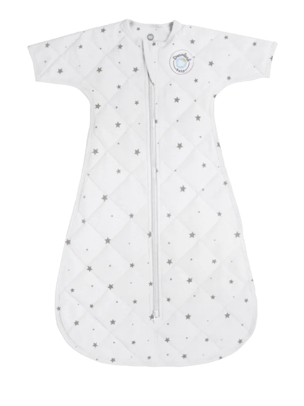 Dreamland Baby - White Quilted Baby Sleep Sack with Silver Stars
